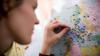 Student and map of the world